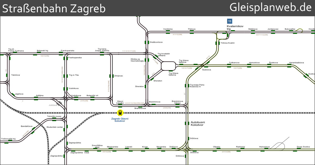 Zagreb Tram Map